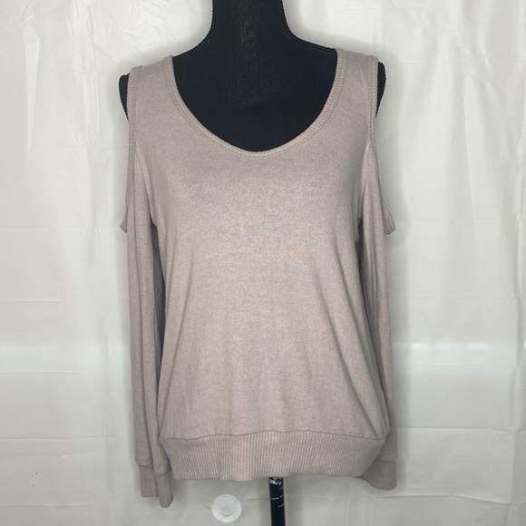 Michael Stars Luxe Slub Cold-Shoulder Knit Sweater Top Size M - Picture 2 of 6